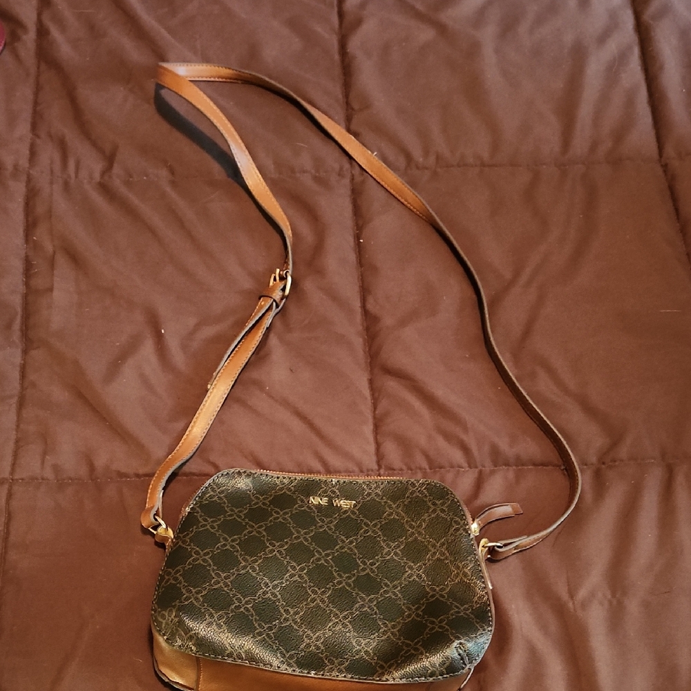 Nine West Olive and Tan Crossbody Bag